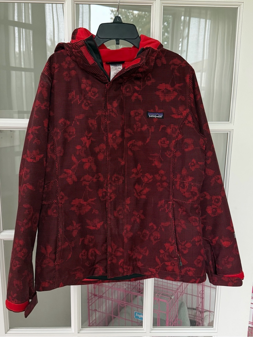 Patagonia Snowbelle H2NO Jacket Women Medium Red Floral Insulate Waterproof Hood